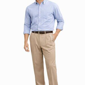 L.L.Bean Men’s Dress Pants 40x28 Tan Relaxed Fit Pleated